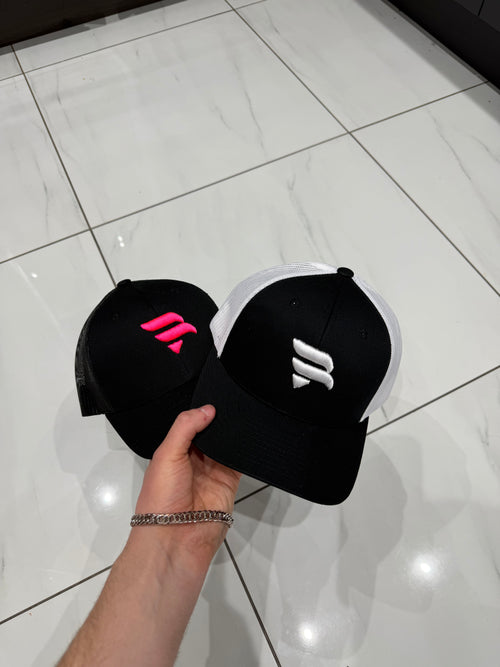 Black / Neon Pink Logo Cap