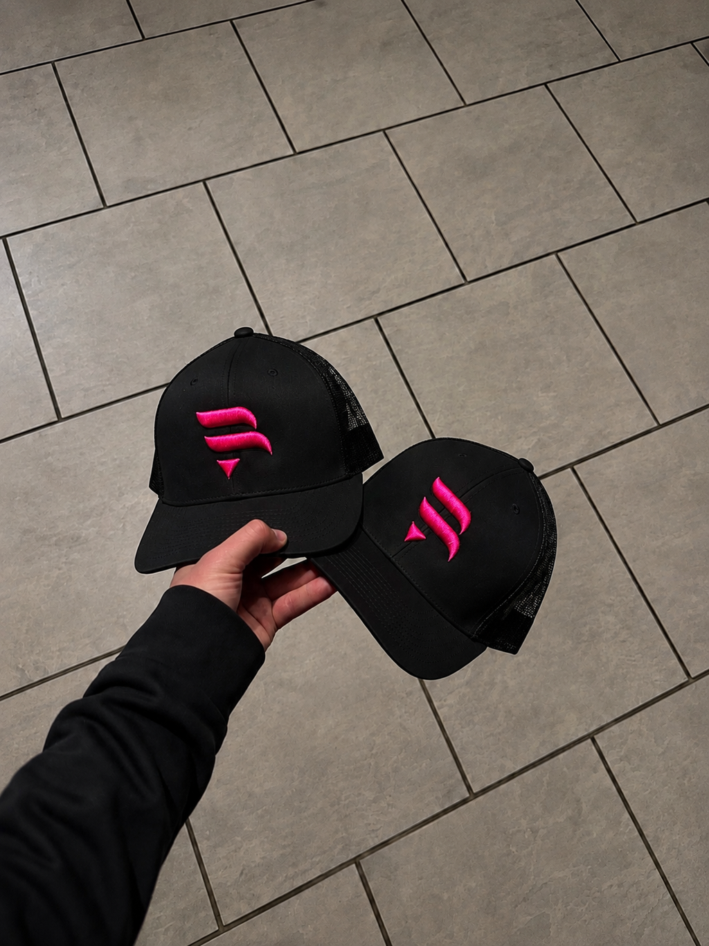 Black / Neon Pink Logo Cap