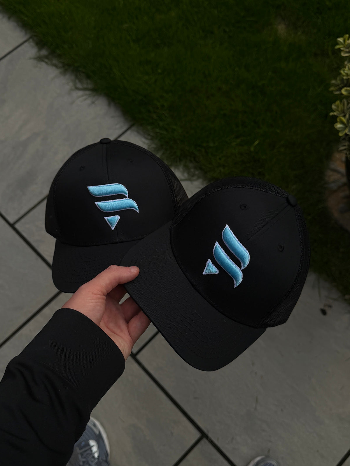 Black / Ice Blue Logo Cap