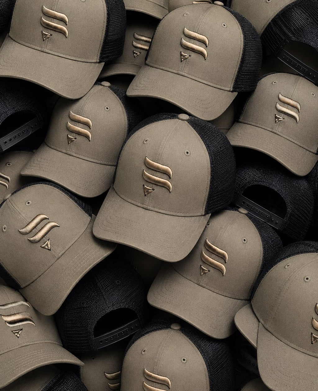 Khaki / Black Logo Cap
