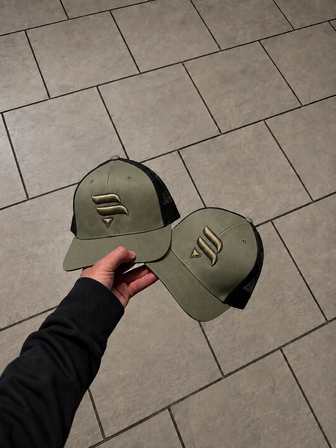 Khaki / Black Logo Cap